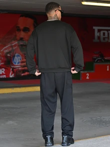 Devon Thys 男式宽松圆领长袖套头衫，秋冬 - 黑色 - 查看 4