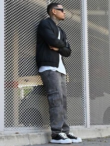 Devon Thys Men Zip Up Bomber Jacket Without Tee, Light Jacket, Plain, Husband, Long Sleeve, Work, For Fall - Black - View 4