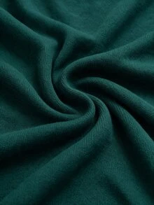 SHEIN LUNE EMERY ROSE Loose Round-Neck Lantern Sleeve Harmony Drop Shoulder Knitted Sweater, Long Sleeve Tops Fall Winter, Christmas Party Vacation Dark Green - Green - View 7