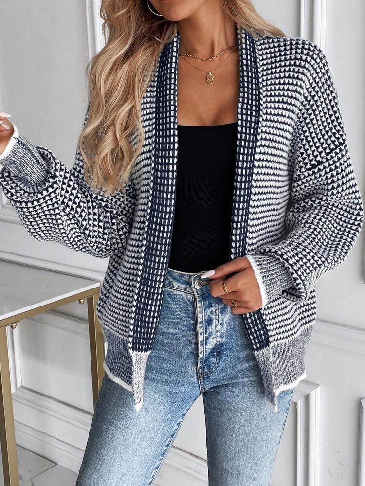 EMERY ROSE Plus Size Women's Autumn/Winter Turn-Down Collar Casual Elegant Fashion Versatile Knit Cardigan Fall Winter Sweater Fall Winter 2026 Holiday Formal - Multicolor - View 5