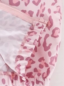 SHEIN Tween Girls Pink Leopard Zipper Jacket Y2K Streetwear Sleeve Jogger Pants Autumn Winter Tracksuit Se - Pink - View 8
