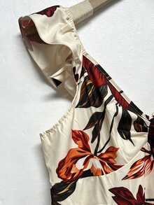 GlowEve CURVE Plus Size Floral Print Ruffle Sleeve Maxi Dress, Casual Resort, Romantic Date Party, Summer Beach Gown - Red - View 6