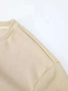 Resyla Women's Casual Embroidered Thermal Lined Long Sleeve Sweatshirt, Autumn/Winter - Apricot - View 5