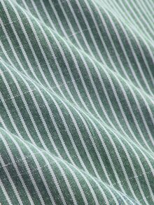 Linhara CURVE Plus Size Women's Green Summer Boho Vacation Holiday Cotton Striped Capri Pants,Comfortable Basic Trousers With Button Decor,Beach Wear - Green - View 3