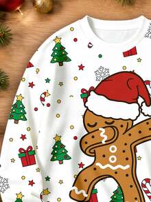 Manfinity Hypemode Christmas Style Regular Fit Men's Crew Neck Pullover Sweatshirt With Thermal Lining - White - View 5