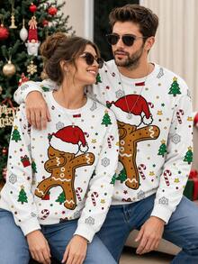 Manfinity Hypemode Christmas Style Regular Fit Men's Crew Neck Pullover Sweatshirt With Thermal Lining - White - View 7