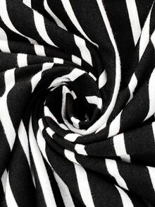 SHEIN CURVE+ Plus Size Women Round Neck Black & White Striped Slimming Slit Casual Holiday Dress, Spring Break Western Wear Boho Style - Multicolor - View 7