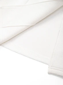 SHEIN LUNE Women's Casual Textured Unlined Collarless Long Sleeve Blazer, Suitable For Autumn Wear - White - View 13