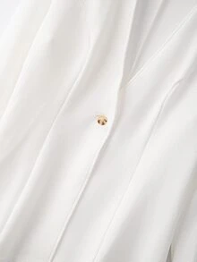 SHEIN LUNE Women's Casual Textured Unlined Collarless Long Sleeve Blazer, Suitable For Autumn Wear - White - View 9