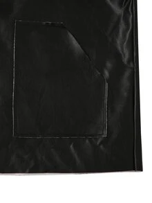 SLATEMANN Men Contrast Collar PU Leather Jacket - Black - View 6