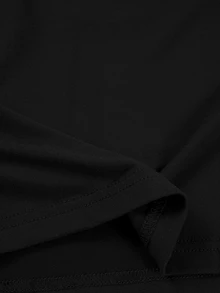 INAWLY 2pcs/Set Women's Solid Color Round Neck Long Sleeve Top And Drawstring Pocket Pants Casual Loungewear Autumn Cloth For Women Travel Plain Black - Black - View 4