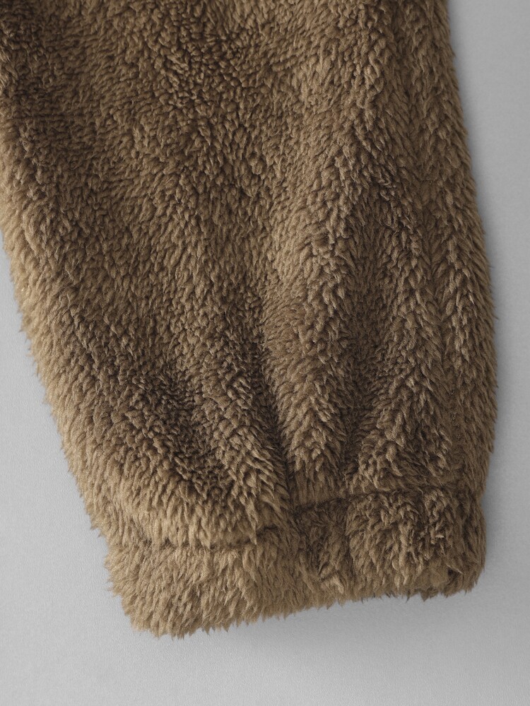 1pc Boys Coffee Brown Double-Sided Fleece Cargo Pants Suitable For Autumn/Winter Outdoor Activities - Coffee Brown - View 6
