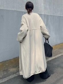 FRIFUL Mantel Musim Dingin Kasual Warna Polos untuk Wanita, Cocok untuk Perjalanan Sehari-hari, Warna Beige - Hijau Tentara - View 5