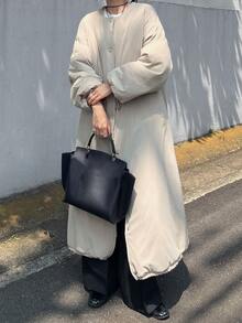 FRIFUL Mantel Musim Dingin Kasual Warna Polos untuk Wanita, Cocok untuk Perjalanan Sehari-hari, Warna Beige - Hijau Tentara - View 15