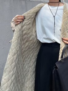 FRIFUL Mantel Musim Dingin Kasual Warna Polos untuk Wanita, Cocok untuk Perjalanan Sehari-hari, Warna Beige - Hijau Tentara - View 6