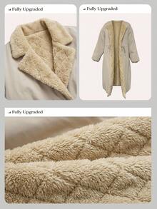 FRIFUL Mantel Musim Dingin Kasual Warna Polos untuk Wanita, Cocok untuk Perjalanan Sehari-hari, Warna Beige - Hijau Tentara - View 12