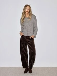 ATUI Studio Women's Elegant Frog Button Long Sleeve Knit Cardigan - Grey - View 2