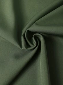 Linhara Plus Size Women's Army Green Printed Chiffon Round Neck Long Sleeve Ruched Rhinestone Button Decor Asymmetrical Hem Top And Long Wide Leg Pants 2 Pieces Set, Suitable For Daily Commute, Date, Vacation, Light Luxury Loose Drape Comfortable Plus Size Women's Clothing - Army Green - View 3