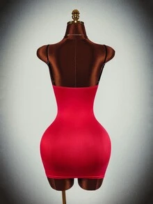 Amplova Halloween Party Event Strap Design Pattern Style Low-Cut Sexy Mini Dress - Red - View 8