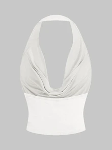 Sweetina Women Scoop Neck Sleeveless Cropped Y2K Red Sexy Top, Stylish Plain Color - White - View 4