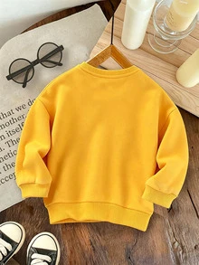 Baby Boy Soft Knit Casual Crew Neck Thick Sweatshirt Suitable For Autumn/Winter - Yellow - View 2