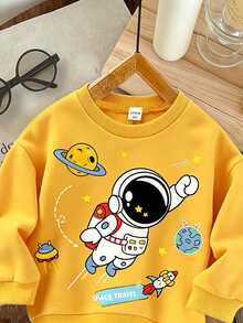 Baby Boy Soft Knit Casual Crew Neck Thick Sweatshirt Suitable For Autumn/Winter - Yellow - View 3