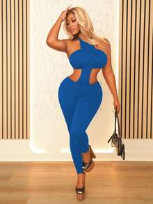 Zolique Body de mujer con corte en la cintura y escote halter en unicolor - Azul - Ver 8