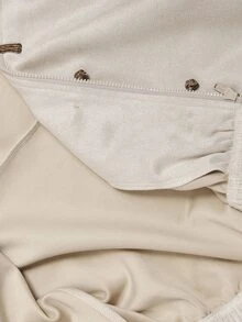 SHEIN MOD Plus Size Women's Stand Collar Contrast Color Casual Versatile Daily Outing Short Long Sleeve Jacket, Back To School Season, Campus Style, Everyday Versatile Jacket, Khaki - Khaki - View 6