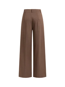 Lavishia Decorative Pocket Straight Leg Pants, Elegant Casual And Crisp, Autumn/Winter Long Pants Business Work Office Brown - Cocoa - View 5