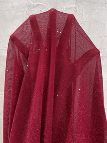 SHEIN Elegant Maternity Long Sleeve Dress With Rhinestone And Sequin Embellishments Fall - Burgundy - View 8