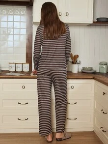 Doze Lane Women's Casual Striped Long Sleeve Pajamas Loungewear - Multicolor - View 2