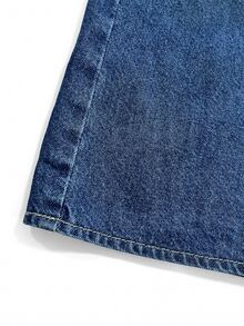 GlowEve Women's Street Style Elastic Waist Washed Wrinkled Long Denim Skirt - Medium Wash - View 6