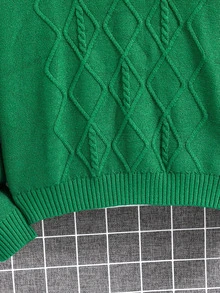 SHEIN Teen Boy Teen Boy Casual Green Textured Pullover Sweater, Perfect For Fall, Winter, Christmas, And Back-To-School Seasons. - Green - View 6