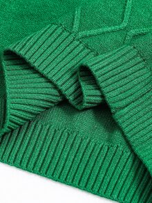 SHEIN Teen Boy Teen Boy Casual Green Textured Pullover Sweater, Perfect For Fall, Winter, Christmas, And Back-To-School Seasons. - Green - View 7