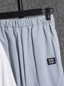 SHEIN 2pcs Teen Boys Versatile Round Neck Short Sleeve White T-Shirt Grey Jogger T-Shirt Set, Y2k Set - Multicolor - View 3