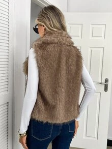 Elyressa Fall Clothes FOR WomenLady's Elegant Winter Faux Fur Coat - Khaki - View 2