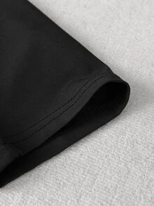 Balvessa Women's Solid Color Half-Zip Long Sleeve Casual T-Shirt - Black - View 5