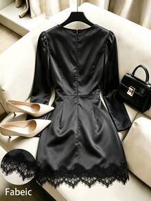 GlowEve Women's Solid Color Cowl Neck Casual Daily Summer Short Dress - Black - View 2
