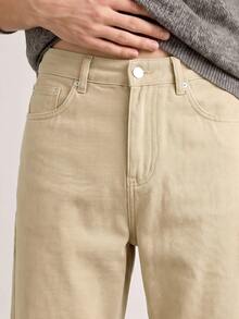 QuarKem Men's Casual Versatile Daily Travel Denim Jeans With Pockets - Khaki - View 6