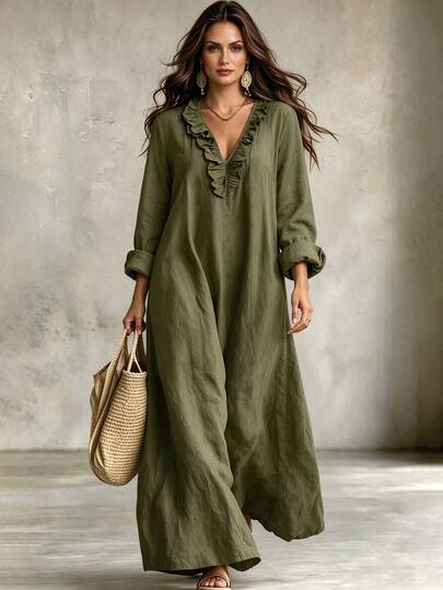 Linhara CURVE Plus Size Women's Woven Elegant Autumn Trousers And Dress Fall
