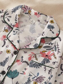 French Country Style Floral Print Teen Girls Pajama Set, Long Sleeve Cardigan & Long Pants 2 Pieces Set, Casual Comfortable Loungewear - Multicolor - View 8