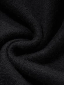 DAZY Men's Autumn/Winter Thermal Lined Black Pullover Sweatshirt With Chest Letter Embroidery, Half-Zip Collar, Flip Collar, Elastic Drawstring Hem And Cuffs - Black - View 8