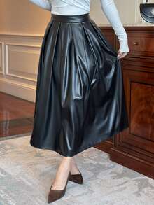 DAZY Women's High Waist Loose Skirt - Black - View 8
