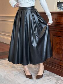 DAZY Women's High Waist Loose Skirt - Black - View 6