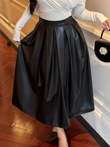 DAZY Women's High Waist Loose Skirt - Black - View 7