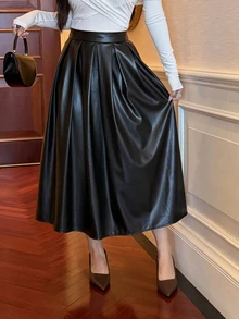 DAZY Women's High Waist Loose Skirt - Black - View 1