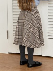Dazy Kids Young Girl Plaid Casual Versatile Daily Skirt - Khaki - View 2
