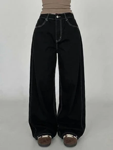 DAZY Women's Casual Daily Denim Jeans With Pockets And Buttons - Black - View 2