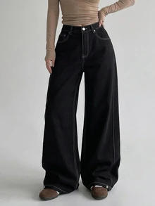 DAZY Women's Casual Daily Denim Jeans With Pockets And Buttons - Black - View 4