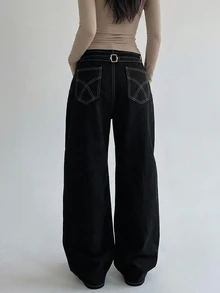 DAZY Women's Casual Daily Denim Jeans With Pockets And Buttons - Black - View 8